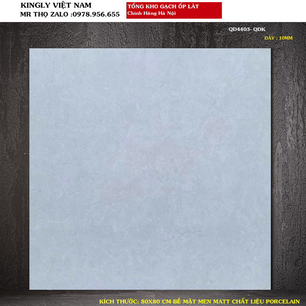 Gạch lát nền màu xám ghi vân xi măng 80x80 QD4403